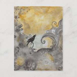 Raven in Oranje abstract briefkaart