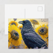 Raven in zonnebloemveld briefkaart (Voorkant / Achterkant)