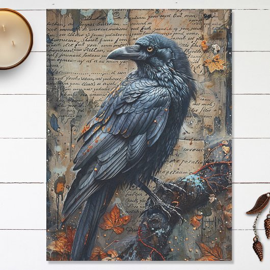 Raven  kalligrafie decoupage weefsel tissuepapier