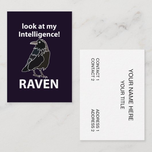 Raven kijk naar mijn intelligentie Raven Visitekaartje (Voorkant / Achterkant)