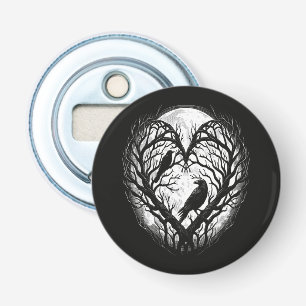 Raven Kraai Hart Boom Button Flesopener