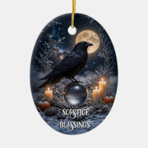 Raven Kristal met Kaarsen Mystieke Magie Keramisch Ornament