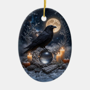 Raven Kristal met Kaarsen Mystieke Magie Keramisch Ornament