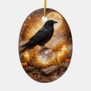 Raven Kristal met Kaarsen Mystieke Magie Keramisch Ornament