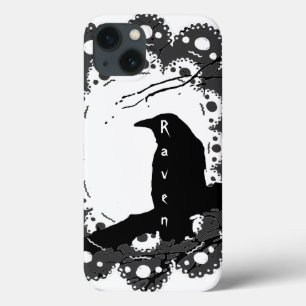 Raven Lace Name B & W & Grey Gothic iPhone 13 Hoesje