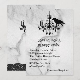 Raven, Mable and Black Cat Halloween Invitation Kaart