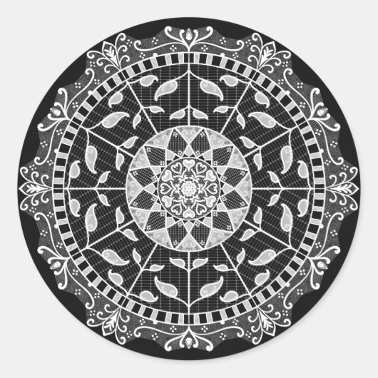 Raven Mandala Ronde Sticker (Voorkant)