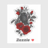 Raven met de sleutel en rozen sticker (Vel)