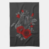 Raven met de sleutel en rozen theedoek (Verticaal)