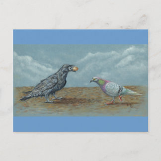 Raven met eicel van duivenBriefkaart Briefkaart
