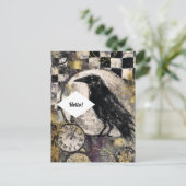 Raven Mixed Media Collage Briefkaart (Staand voorkant)