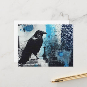Raven Mixed Media Collage Briefkaart