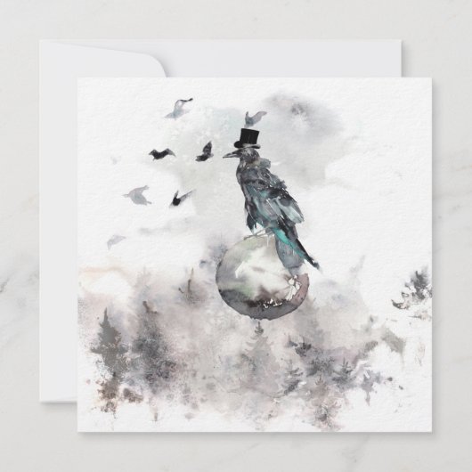 Raven Moon Forest Halloween Feestuitnodiging Kaart (Achterkant)