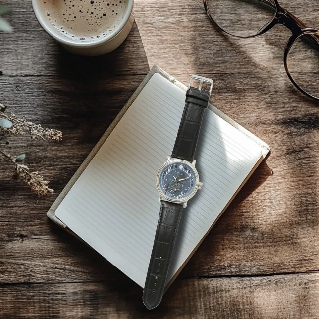 Raven Moon Phase sterren blauw Horloge (Creator heeft geüpload)