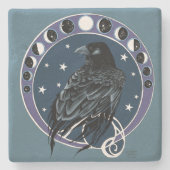 Raven Moon Phases Stenen Onderzetter (Voorkant)