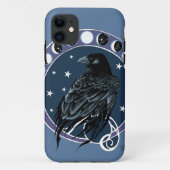 Raven Moon Phases sterren blauw Case-Mate iPhone Case (Achterkant)