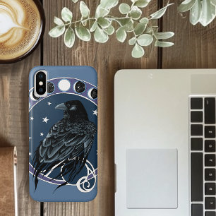Raven Moon Phases sterren blauw iPhone X Hoesje