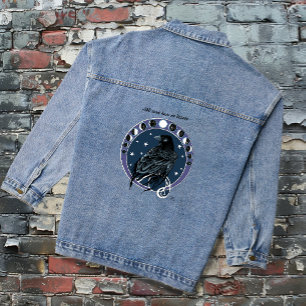 Raven Moon Phases sterren blauw Denim Jacket