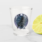 Raven Moon Phases sterren blauw Shot Glas (Voorkant)