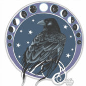 Raven Moon Phases sterren blauw Sticker (Voorkant)