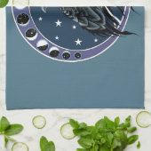 Raven Moon Phases sterren blauw Theedoek (Gevouwen)