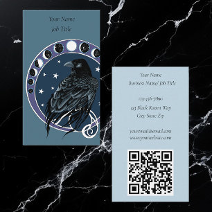 Raven Moon Phases sterren blauw Visitekaartje