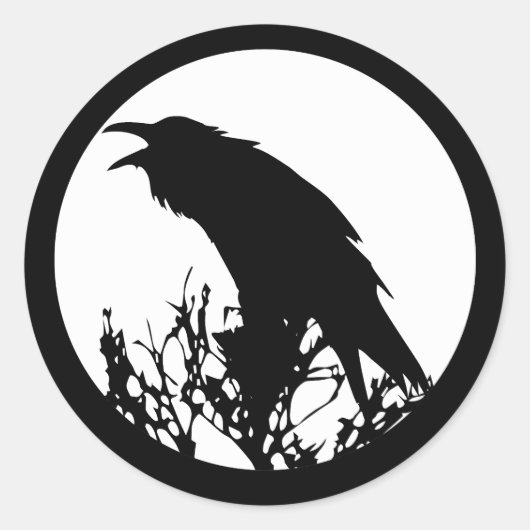 Raven Moon Ronde Sticker (Voorkant)