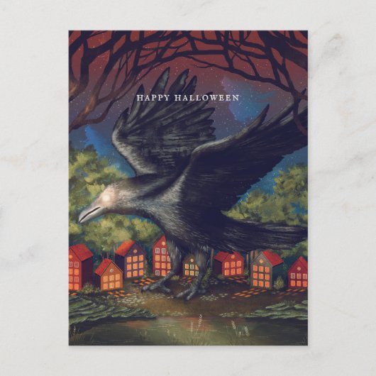 Raven Moonlight Witches Halloween Night Briefkaart (Voorkant)