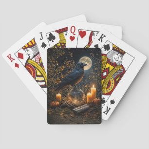 Raven Mysterieuze Magische Hekserige Nacht Pokerkaarten