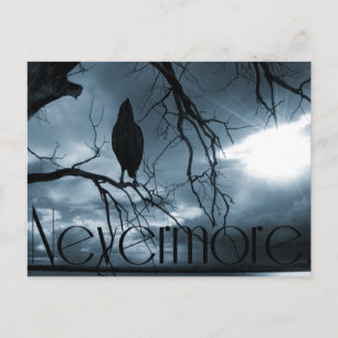 Raven - Nevermore Sunbeams & Tree Blue Briefkaart