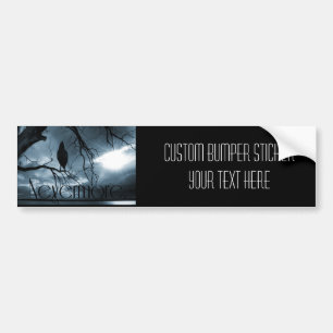 Raven - Nevermore Sunbeams & Tree Blue Bumpersticker