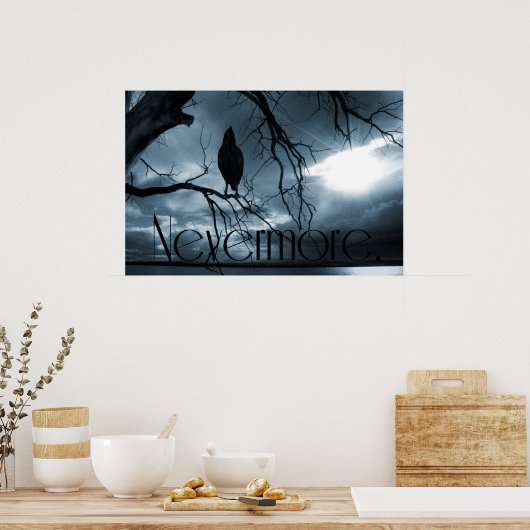 Raven - Nevermore Sunbeams & Tree Blue Poster (Keuken)