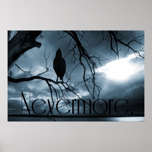 Raven - Nevermore Sunbeams & Tree Blue Poster (Voorkant)