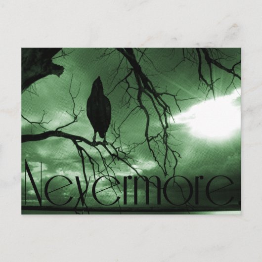 Raven - Nevermore Sunbeams Tree - Groen Briefkaart (Voorkant)