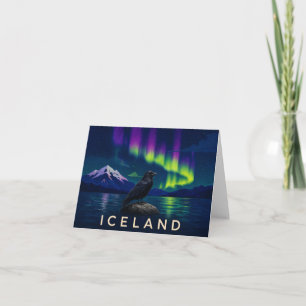 Raven Northern Lights IJsland Bedankkaart