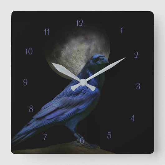 Raven of Crow Magic Gothic Clock Vierkante Klok (Voorkant)