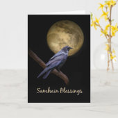 Raven of kraai Samhain Keltische zegeningen Kaart (Gele Bloem)