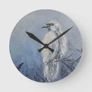 Raven olieverfschilderij Symbool Wijsheid Mysterie Ronde Klok