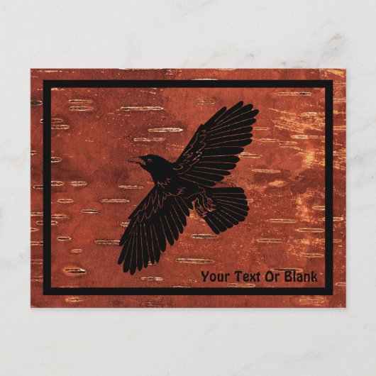 Raven on Inner Birch Bark Briefkaart (Voorkant)