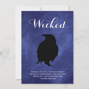 Raven on Purple Haze Halloween Invitation