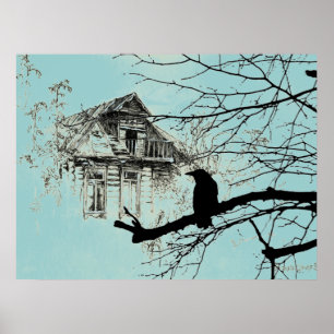 Raven op de boom, Huis in Ruins Poster