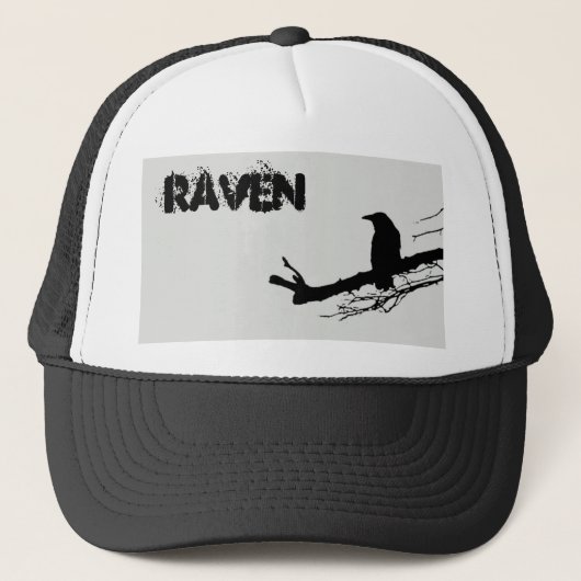 Raven op de Boom Zwart-wit Trucker Pet (Voorkant)