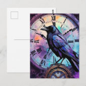 Raven op de klok Waterverf Briefkaart (Voorkant / Achterkant)