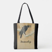 Raven op een boomtak draagtas (Achterkant)