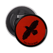 Raven op rood button flesopener (Voorkant)