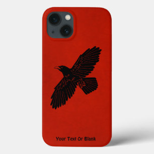 Raven op rood iPhone 13 hoesje