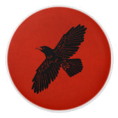 Raven op rood keramische knop (Voorkant)