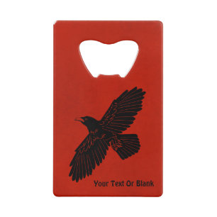Raven op rood kredietkaart flessenopener