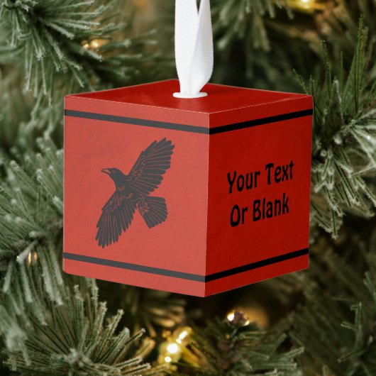 Raven op rood kubus ornament (Boom)