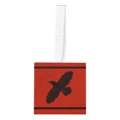 Raven op rood kubus ornament (Voorkant)